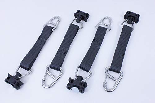4X Loadcare Adapter Spanngurt Mit Karabiner Und Singlefitting Für Airlineschiene, 150mm, 400 daN Zurrkraft schwarz