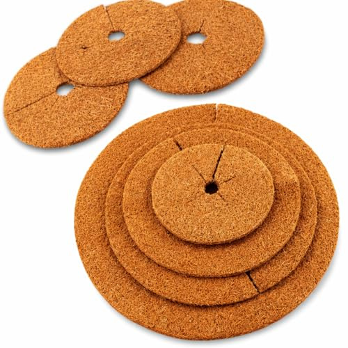 MW.Shop.24 Kokos-Mulchscheibe/Kübelabdeckung/Winterschutz für Topfpflanzen/Pflanzenschutzmatte/Unkrautschutzmatte (25 cm - 5 Stück)