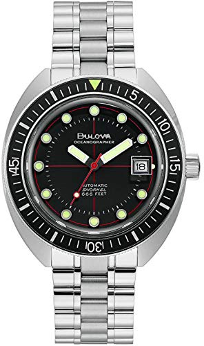 Bulova Herren Armbanduhr 96B343, Mechanisches Handaufzugswerk, Wasserdicht bis 10 ATM, Klassisches Design mit Schwarz-Zifferblatt und Stahl-Armband