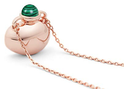 Bottle Personalized Engraving Green Malachite Necklace Rose Gold Tone Amphora Vessel Vase Jar Necklace