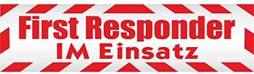 INDIGOS UG - Magnetschild Auto First Responder im Einsatz mit Rahmen 30 x 8 cm rot - Magnetfolie LKW Truck Transporter Baustellenfahrzeug Firmenwagen - flexibel abnehmbar, wetterfest