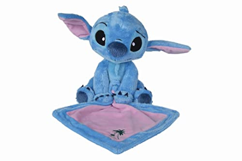 Disney - Stitch with Comforter 25cm, Kuscheltuch, ab 0 Monaten, Einheitsgröße, Blau, Pink