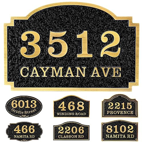 COQOFA Personalized Cast House Address Plaque Custom House Number Sign Address Signs for Houses House Numbers Plaque Mail Box Number Sign Street Name Plate House Signs for Outside