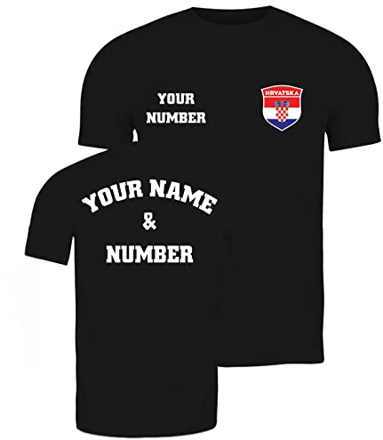 Fussball Trikot Herren | Personalisiertes Kroatien 2026 T Shirt mit eigenem Namen und Nummer (L Schwarz Mehrfarben)