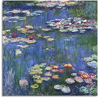 JAHER Claude Monet Paintings – (Seerosen – 2) Wandbilder Leinwand Bilder Poster Wandkunst Scrollen Leinwand Gemälde Bild Wohnzimmer Dekor Zuhause 60 x 60 cm