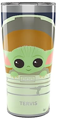 Tervis Traveler The Mandalorian Child in Carrier Triple Walled Insulated Tumbler Travel Cup Keeps Drinks Cold & Hot, 20oz, Stainless Steel
