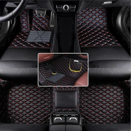 Nsgdda Nach Maß Auto Fußmatten Auto Matte Anpassbare 98% Auto Modell PU Leder voller bedeckter Schutz Advanced Performance Liners (Schwarz Rot)
