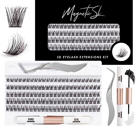 120pcs Wimperns Cluster DIY Wimpern-Extensions Kit mit Applikator und Wimpernkleber und Versiegelung Falsche Wimpern Natürlicher Look C D Curl 10-16MM-DM17
