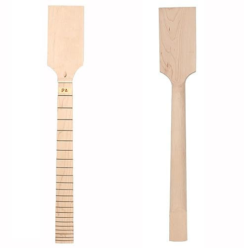 Maple Guitar Neck 24 Fret 25.5inch Maple Fretboard No Marker Paddle Head Unfinished Guitar Neck Replacement (24 Fret 25.5inch)