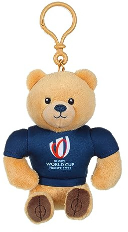 Gipsy Toys - Ours Porte-clés Coupe du Monde de Rugby/Rugby World Cup France 2023 (RWC) – Peluche Officielle sous Licence - 10 cm Assis – Beige Bleu Marine