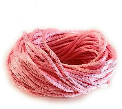 Angel Malone 10 Mtrs. X 2mm Premium Quality Kumihimo Rattail Satin Cord Jewellery Making - UK Seller (Baby Pink)