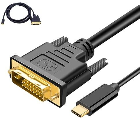 USB C to DVI Cable 6FT, Type-C to DVI Cable, Compatible with iPhone 15 Pro/Max, MacBook Pro/Air, iPad Pro, Dell XPS 13, Samsung