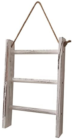 SLSFJLKJ Couvertures à 3 Niveaux Porte-Serviettes en Bois Tenture Murale Salle de Bain Mini avec Corde rétro Salon échelle de Rangement décor à la Maison Vision