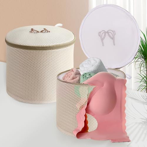 Oemmn Wäschenetz BH-Wäschebeutel Wäschenetz für Waschmaschine mit Reißverschluss für Unterwäsche, Kleidung, Socken, und Baby Kleidung Usw - 2 Stück Beige