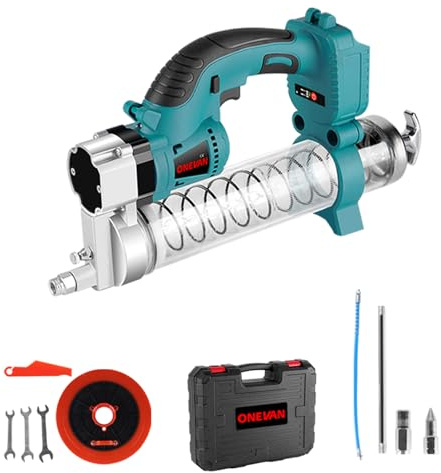 ONEVAN Pompe a Graisse Electrique, 10 000 PSL Pompe à Graisse sans Fil pour Makita 18V, Pistolet a Graisse à Batterie sans balais pour graissage d'équipements mécaniques (sans Batterie)