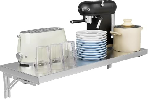 TAIMIKO Scaffalatura da parete in acciaio inox, pieghevole, montata a parete, per ristorante, garage, lavanderia, tavolo pieghevole (100 cm)