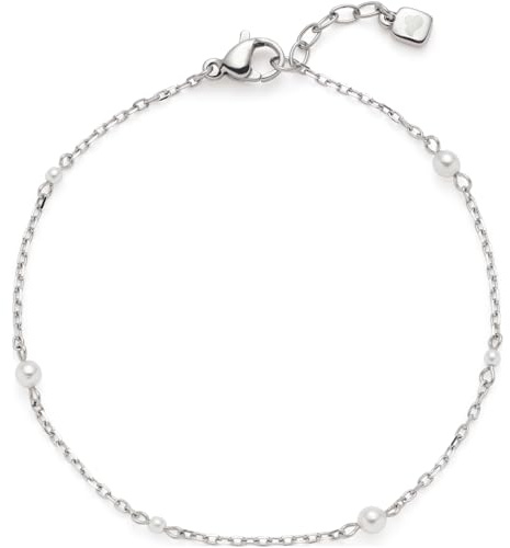 JEWELS BY LEONARDO Armband Ciao Navina, Arm-Schmuck aus silberfarbenem Edelstahl, filigrane, weiße Imitationsperlen, 18-21 cm Länge, Schmuck Damen, 024453