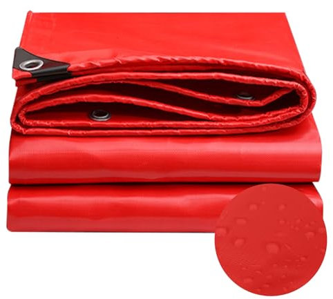 Telo Impermeabile Esterno 2.2 x 6 m Protezione Anti UV e Antipioggia in Pvc Telone Rinforzato Occhiellato per Camion, Mobili, Piscina, Coprire Legna, Rosso