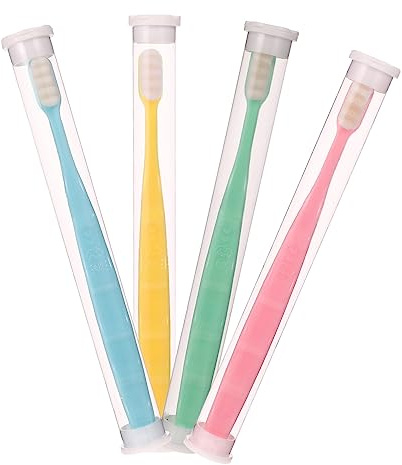 FRCOLOR 4 Stück Extra Weiche Mikro Nano Zahnbürste mit 18.000 Borsten und Ergonomischem Griff für Sanfte Zahnfleischpflege und Schutz Des Zahnschmelzes Zufälliger Stil