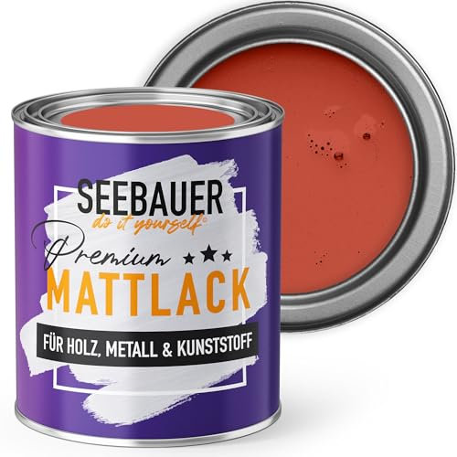 SEEBAUER diy Mattlack Orange 375ml für Innen & Außen (No. 342 Sun Fire) Möbelfarbe ohne Schleifen - Hybrid-Lack für Holz, Metall, Kunststoff - Holzlack, Möbellack hohe Deckkraft
