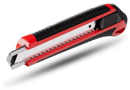 TOX Cutter avec lame de 18 mm, cutter avec boîtier ABS et gaine de protection maniable, avance, changement de lame faciles, blocage fixe, 2 lames de rechange incluses, 1 pièce, 09790012