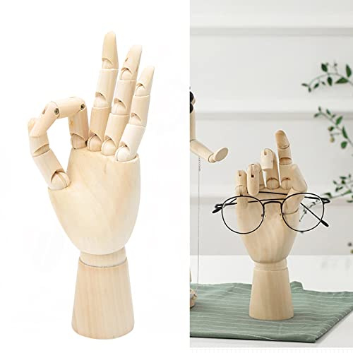 Modello a Mano Snodata in Legno - Piccolo Ornamento a Mano in Legno per la Casa, Decorazione della Scrivania 'ufficio, Scultura Unica della Mano Sinistra per il Soggiorno