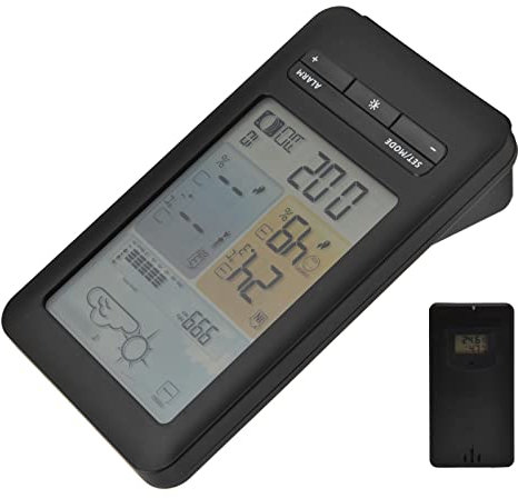 Phefop Orologio Meteorologico Domestico Schermo a Colori con Misuratore di Temperatura e umidità per Interni Ed Esterni, 6 Previsioni Meteorologiche per Decorazioni per l'home Office