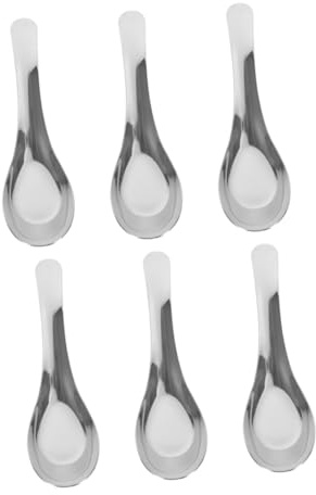 BUGUUYO 6pièces Set De Cuillères à Soupe Acier Cuillères Ronde Pour Dîner Soupe Chinoise Et Ramen Résistantes Au Lave-vaisselle
