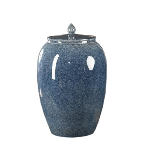 Ceramic Rice Container, Rice Cylinder With Lid, 25kg Grain Dispenser, Blue And White Porcelain Chinese Retro Ceramic Jar, Tea Storage Container, Home Coffee Beans Storage Box, Ceramic Snacks Buck