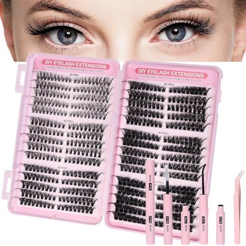 Aomig Pestañas Postizas, 570 Pcs Kit Profesional de Pestañas Pelo a Pelo DIY, Longitudes 8-16mm, Material Ecológico y Herramientas Incluidas para un Look Natural, A02