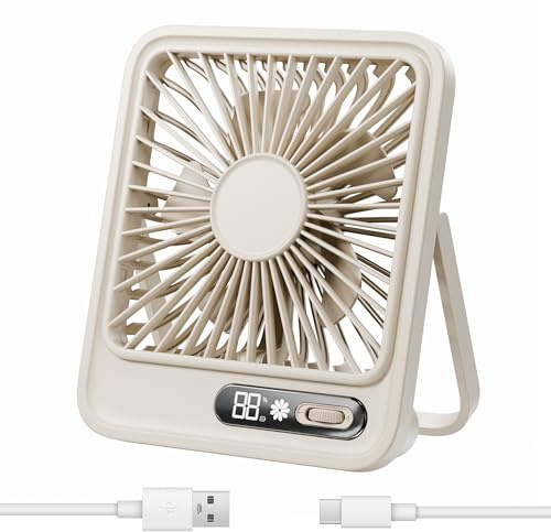 CURCOSA Ventilatore da scrivania portatile, 1-100 velocità continua, batteria ricaricabile, con ricarica USB-C e display a LED, mini ventola di raffreddamento regolabile a 180°, per casa, ufficio