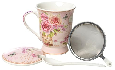 TAZA TE C/TAPA Y FILTRO CERAMICA 300 ML
