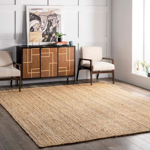 DANGAYACH ART Alfombra de yute natural trenzada hecha a mano, alfombra de yute, dormitorio, camino de suelo, sala de estar, comedor, tamaño cuadrado de 4 x 4 pies (120 cm x 120 cm)