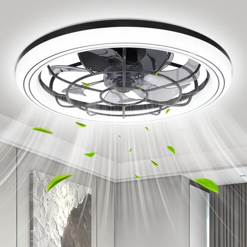 wowspeed Modern Deckenventilator mit Beleuchtung und Fernbedienung, 75W 3 Farbtemperatur und 6 Geschwindigkeiten Deckenventilator mit Lampe, Timer, 6 Geschwindigkeiten, Leise Ventilator mit Licht LED