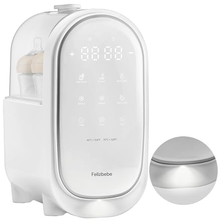 Felizbebe Bottle Warmer for Breastmilk, 11-in-1 Double Bottle Warmer Large Touchscreen with Night Light, Detachable for Easy Cleaning & Accurate Temperature Control, Timer, Milk Warmer for Baby