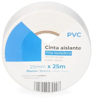 Levitantes Ruban isolant blanc 25 m x 25 mm, haute résistance, imperméable, idéal pour les réparations électriques et l'isolation des câbles.