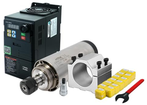 Set di motori a mandrino raffreddati ad aria da 2,2 KW con convertitore di frequenza, supporto da 80 mm e set Collet ER20, motore di fresatura CNC 24000 RPM, per incisione in legno