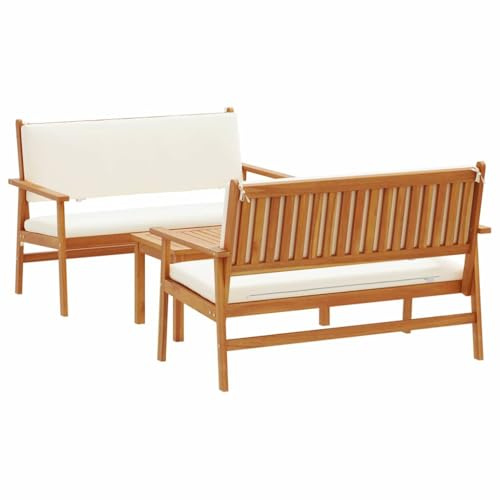 vidaXL Gartensofa-Set 3 pcs Braun 120 x 65,5 x 79 cm Massivholz Akazie, Garten und Terrasse, Moderne Gartenmöbel, rechteckiges Sofa, wetterfestes Set, Balkon Lounge, langlebige Sitzgelegenheiten