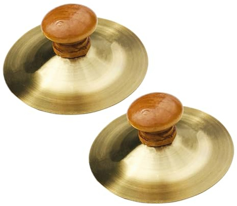 JUMPLAWN 2 Pezzi Piatti da Dito per Ragazzo Ragazza, Strumento a Percussione in Metallo e Legno, Suono Nitido, per Danza e Pratica