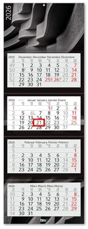 Timr 4-Monatskalender 2026 - Wandkalender 4 Monate mit Schieber - 90 cm Viermonatskalender mehrsprachig D/GB/F/ES I Motiv Schwarz I tr320