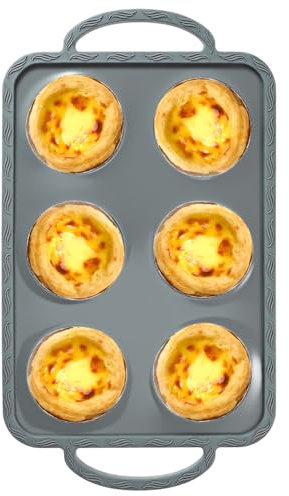 ULTECHNOVO Silicone Muffin Tray Non-Stick Baking Mold 6-Cup Flexible Cake Pan Heat-Resistant Bakeware for Home Baking and Toaster Oven Use