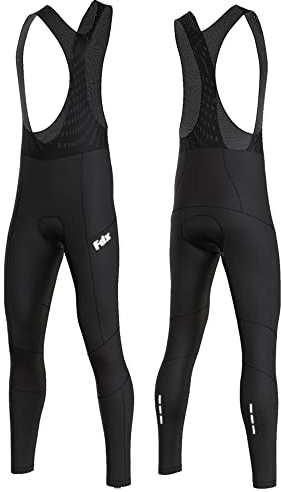 FDX Men’s Cycling Bib Tights,Italian Thermal Super Roubaix,Water Resistant,Windproof Cycle Trousers 3D Padded,Lightweight Biking Bib Pants Winter Cycle Bottom,Bicycle Leggings(Duo-Black-X-Large)