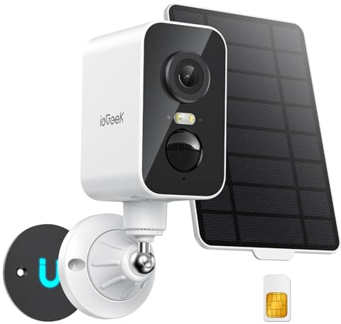 ieGeek 4G Caméra Solaire Extérieur/Interieur, 2K HD Caméra de Surveillance sans Fil avec Carte SIM,Batterie 9000mAh,Support magnétique Portable, PTZ 300°,Audio Bidirectionnel