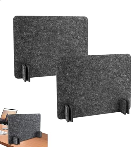 Separadores Acústico de Escritorio,Panel de Privacidad Divisor Tablero Escritorio para Oficinas Bibliotecas Aulas Con 2 Clips,Fácil montaje Acústica sin taladrar,2 Piezas 40*30 CM Gris Oscuro