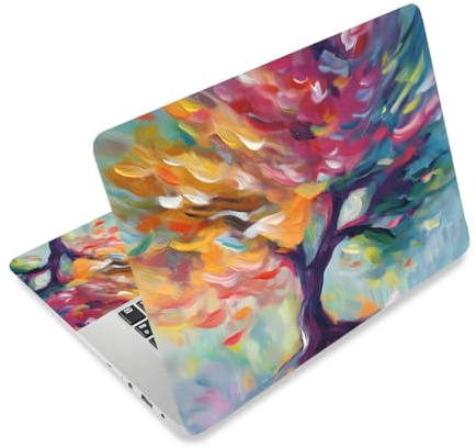 CRAFTYMELODY Autocollant pour Ordinateur Portable en Vinyle PVC avec Citation Protection Imperméable et Résistante aux Rayures Motif Arbre Coloré.