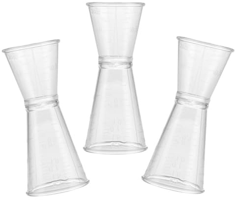 VERDANVERSE Jigger de Plástico Doble Cara Grande 3 Piezas 60/30 Ml Taza Medidora para Coctelería Casera y Bar Suministros Medidor de Onzas Herramienta para Cócteles Reutilizable
