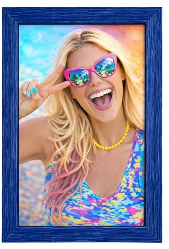 eacommerce Cornice Colorata in legno di pino Portafoto mod. AURORA per poster puzzle (Blu, 13x18 cm)