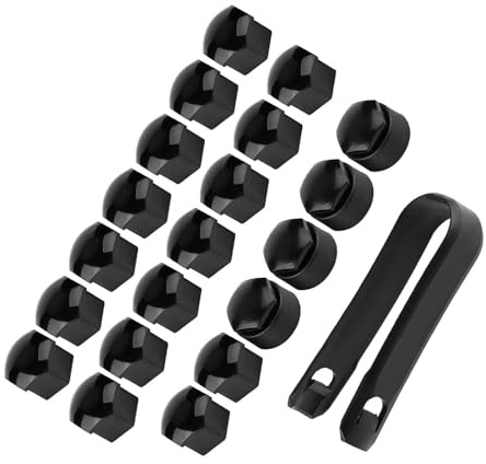 FILFEEL 20-pack 17mm grå Auto Hjulmutterskydd -Stöld för Bil (Svart)