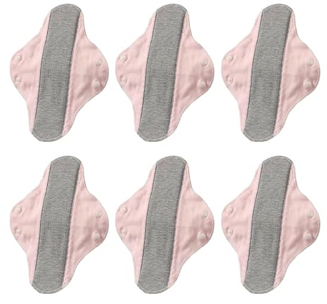 6 Stück wiederverwendbare, waschbare Menstruationsbinden – auslaufsicher, wasserdicht und atmungsaktiv – aus Graphen-Stoff; Inkontinenzbinden; Hygieneartikel für Senioren (Rosa)