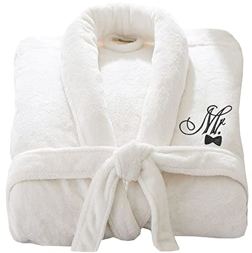 Stars and Stripes Wedding Bathrobe Mr and Mrs Embroidery logo on Bathrobes Terry Towel Bathrobe Terry Towel 100% COTTON UNISEX brand Bathrobe L/XL - MRS